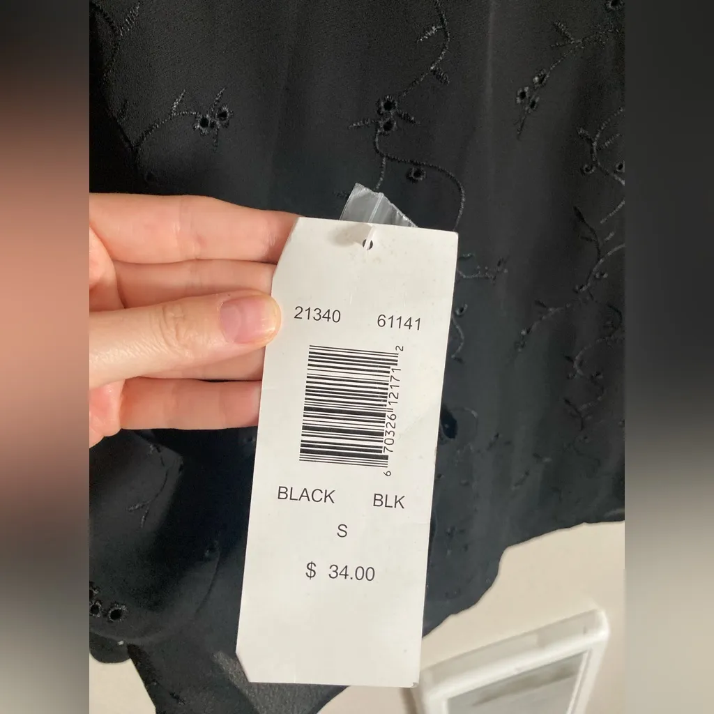 NWT Michele Michele Witchy Whimsygoth Floral Lace Button Down Shirt Size Small Black - Image 4