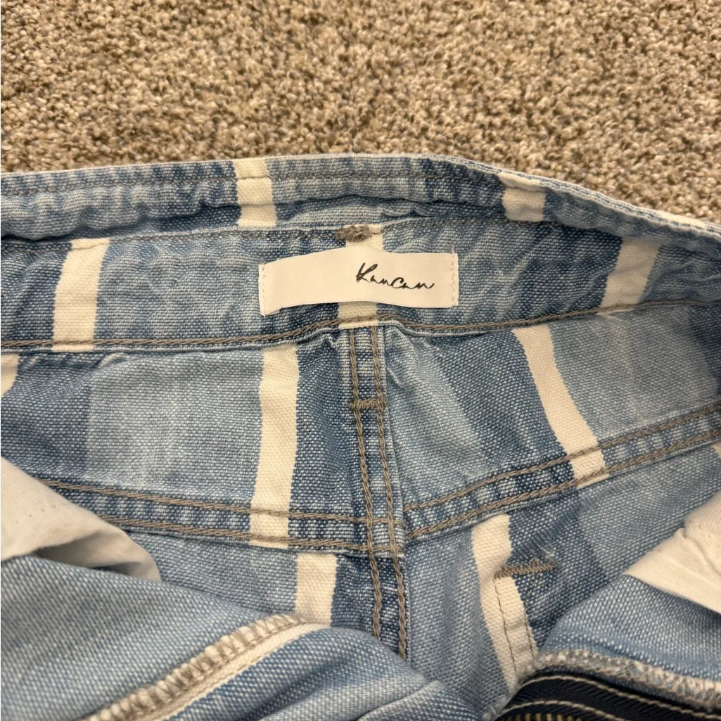 KanCan Blue and White Striped Jean Shorts Size M - Image 6