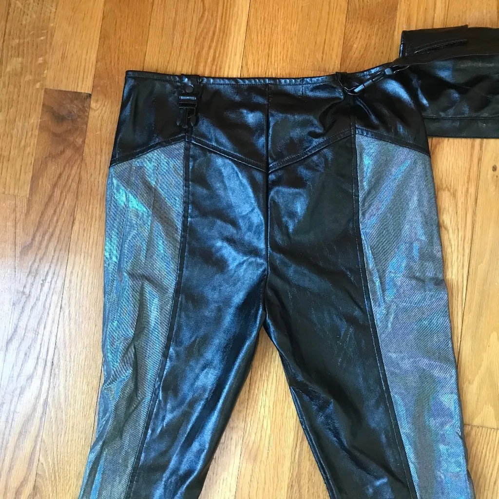 Vintage Lip Service Oil Spill Cyber Goth Punk Industrial Y2K Vinyl Pants S - Image 7