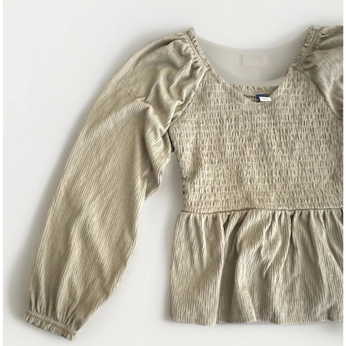 Old Navy Top Womens XS Khaki Babydoll Boho Peasant Y2K‎ Fairy Coquette - Image 5