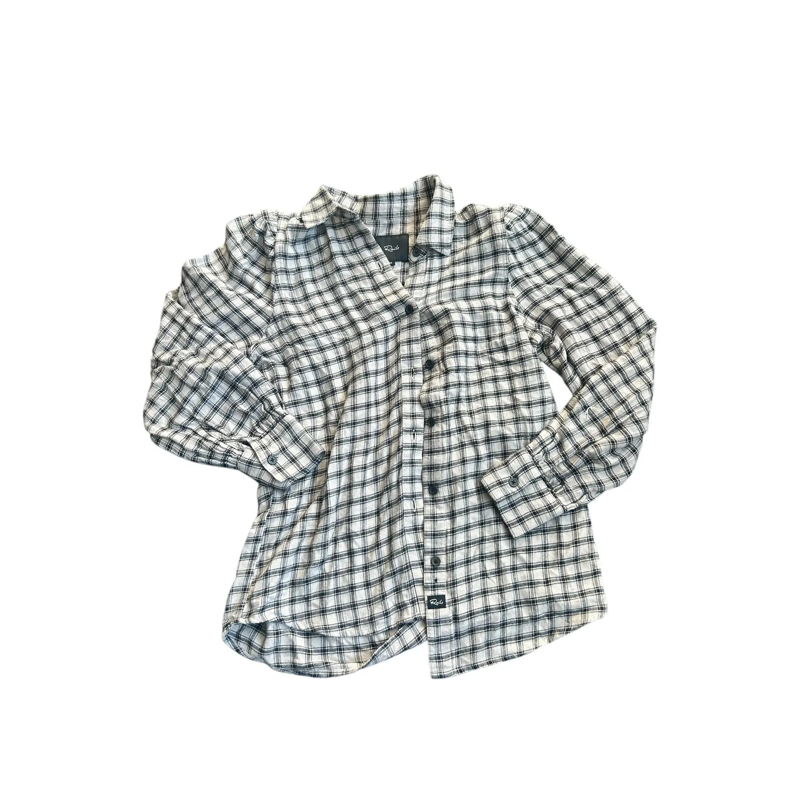 Rails Angelica Plaid Button Down Shirt Long Sleeve Malt Onyx Women's XS - Image 3
