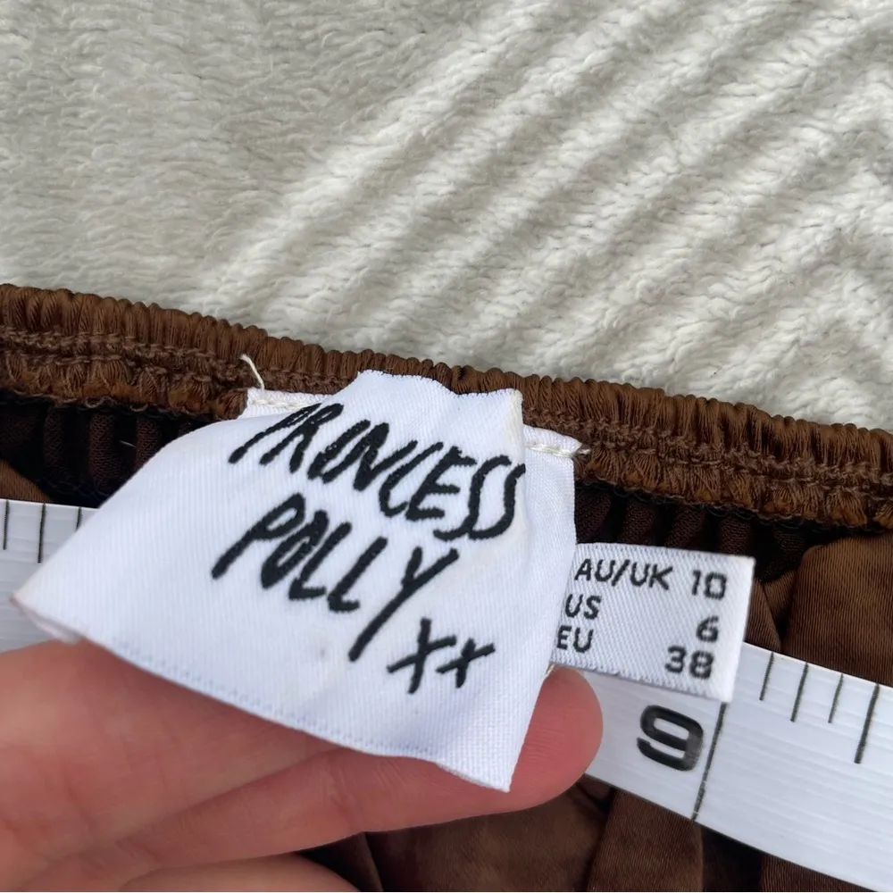 Princess Polly Brown Satin Ruched Bralette Halter Top 6 - Image 3