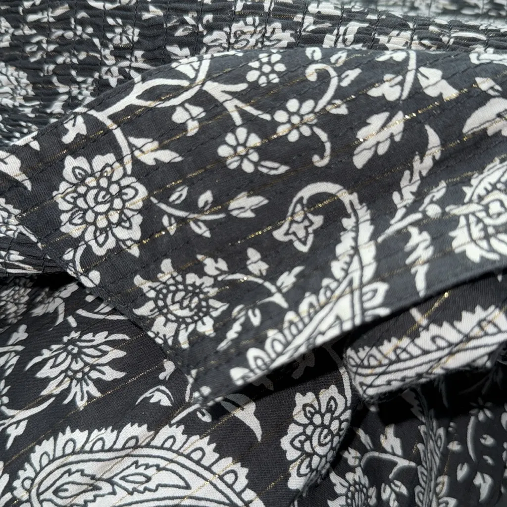 NWT Cleobella autumn midi smocked dress in paisley floral print black gold M - Image 5