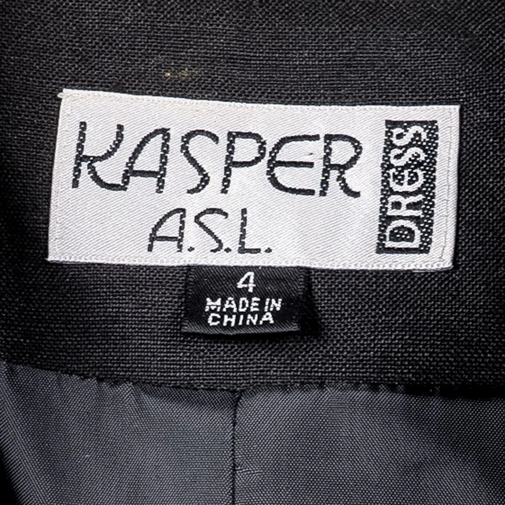 Kasper ASL Womens Dress Blazer 4 Black 90s Career Casual Linen Blend Business - Image 4