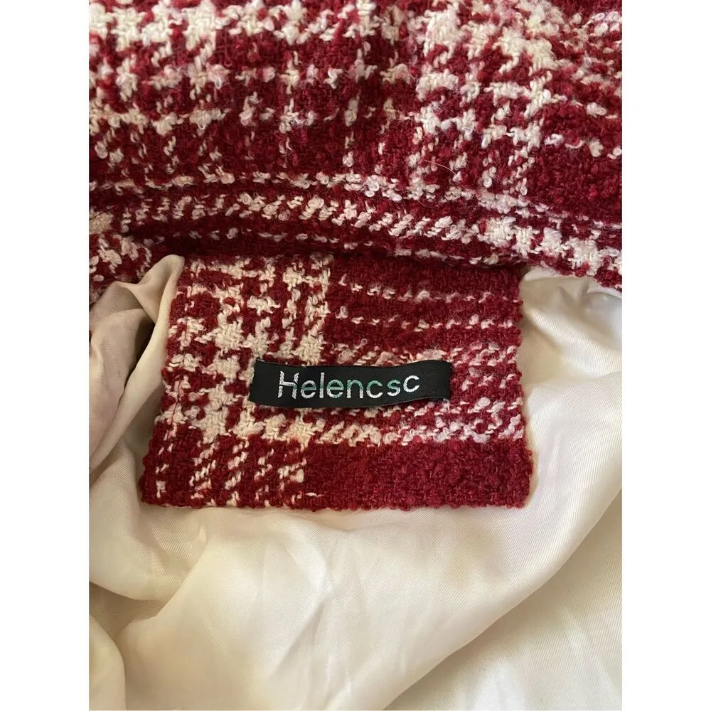 Helencsc Tweed Winter Coat Peacoat Jacket Fall Spring Outdoors Boho Bohemian Blue Size XXL - Image 5