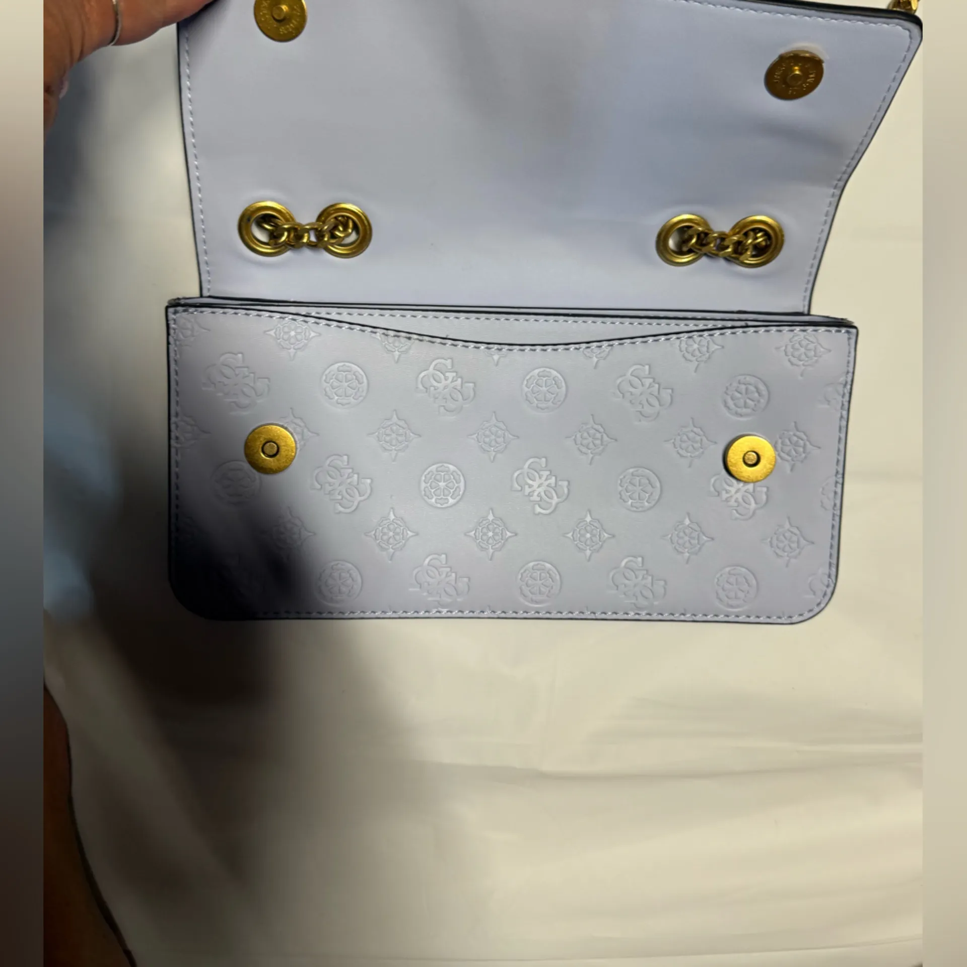 GUESS Geva Convertible Flap Crossbody Bag Ice blue - Image 4