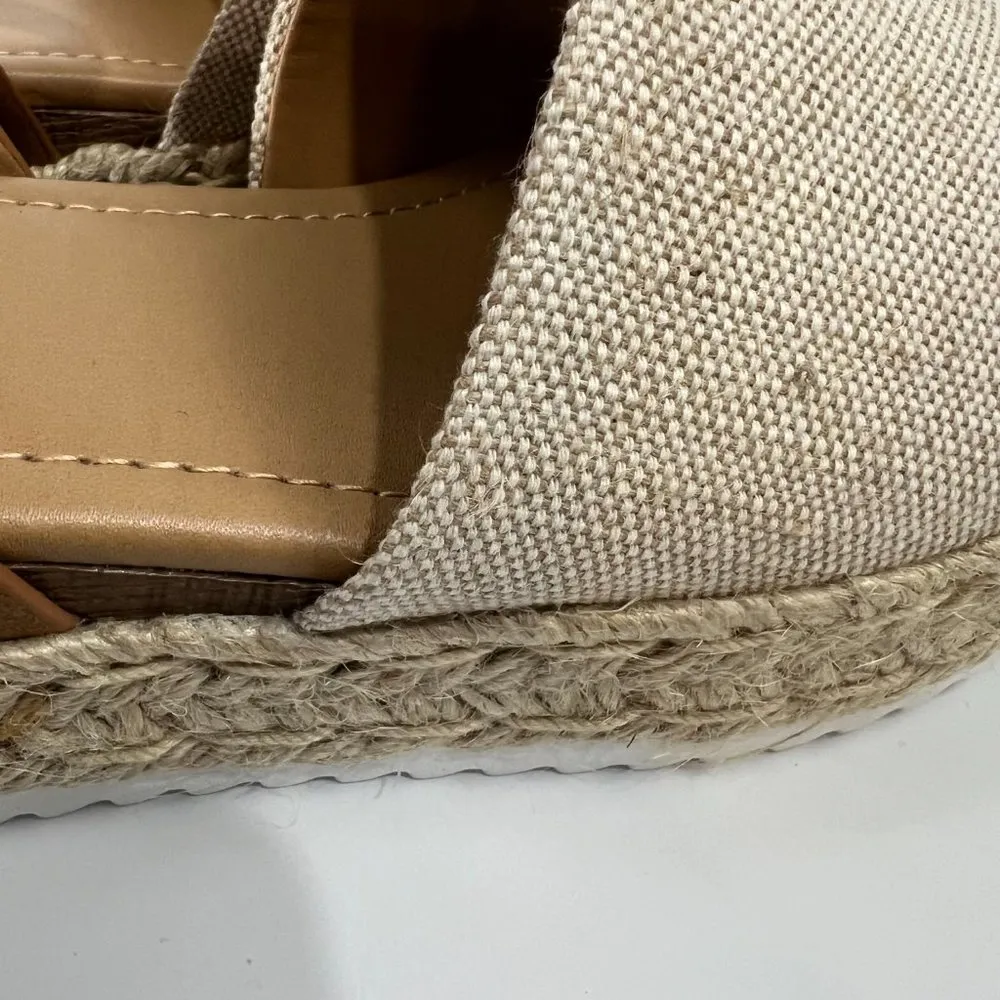 Beige Size 10 New Platform Espadrille Ankle Strap Sandals - Image 9