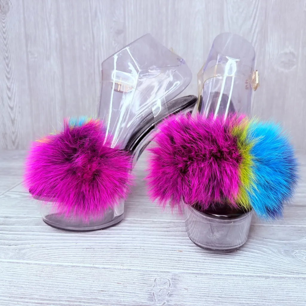 Dolls kill cape Robbin night of my life fluffy clear platform heels size 8 - Image 6