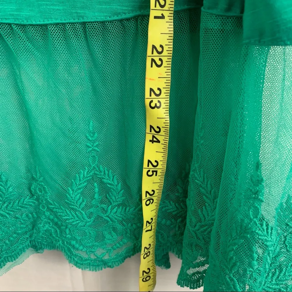 ruffle sleeves top sheer embroidered hem women’s Size Small - Image 12