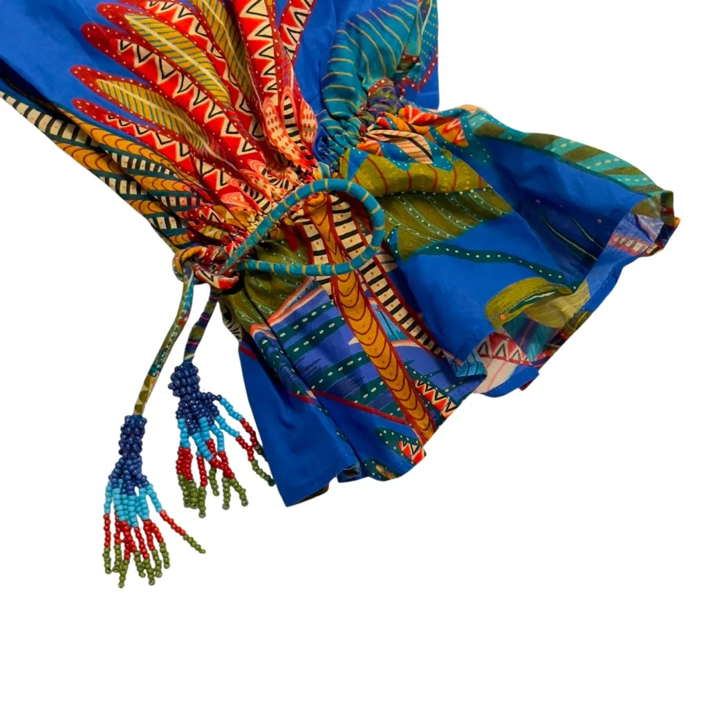 Farm Rio Macaw Flight Mini Dress Smocked Anthropologie Puff Sleeves Size XXS - Image 12