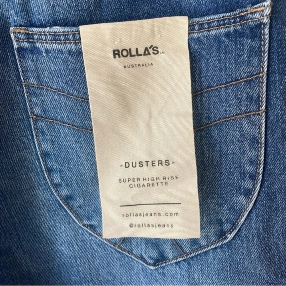 NWT Rolla's Dusters Super High Rise Cigarette Tapered Leg Jeans in Medium Wash - Image 12