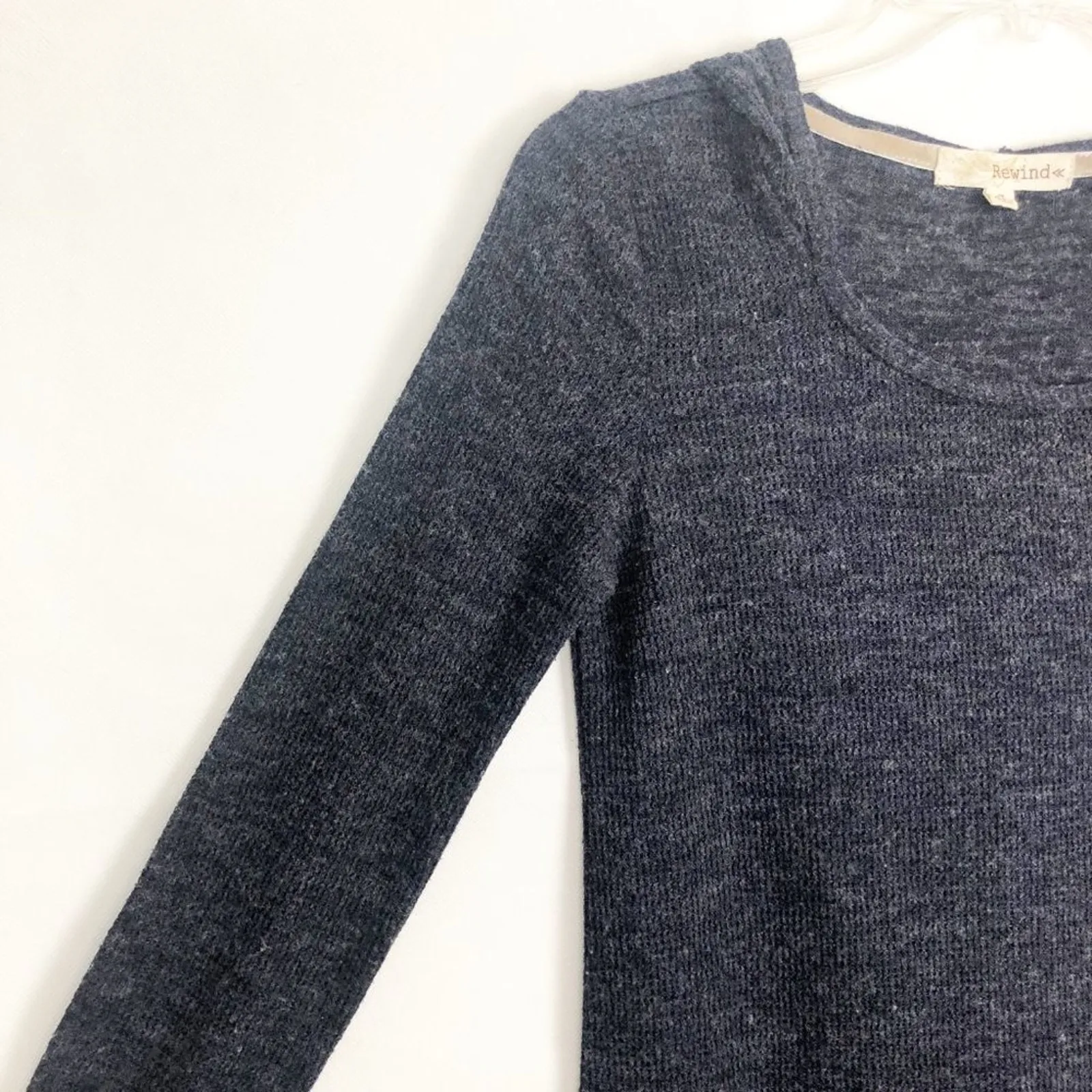 Rewind Crochet Boho Chic Minimalist Hooded Pullover Womens Sweater Size Small - Image 5