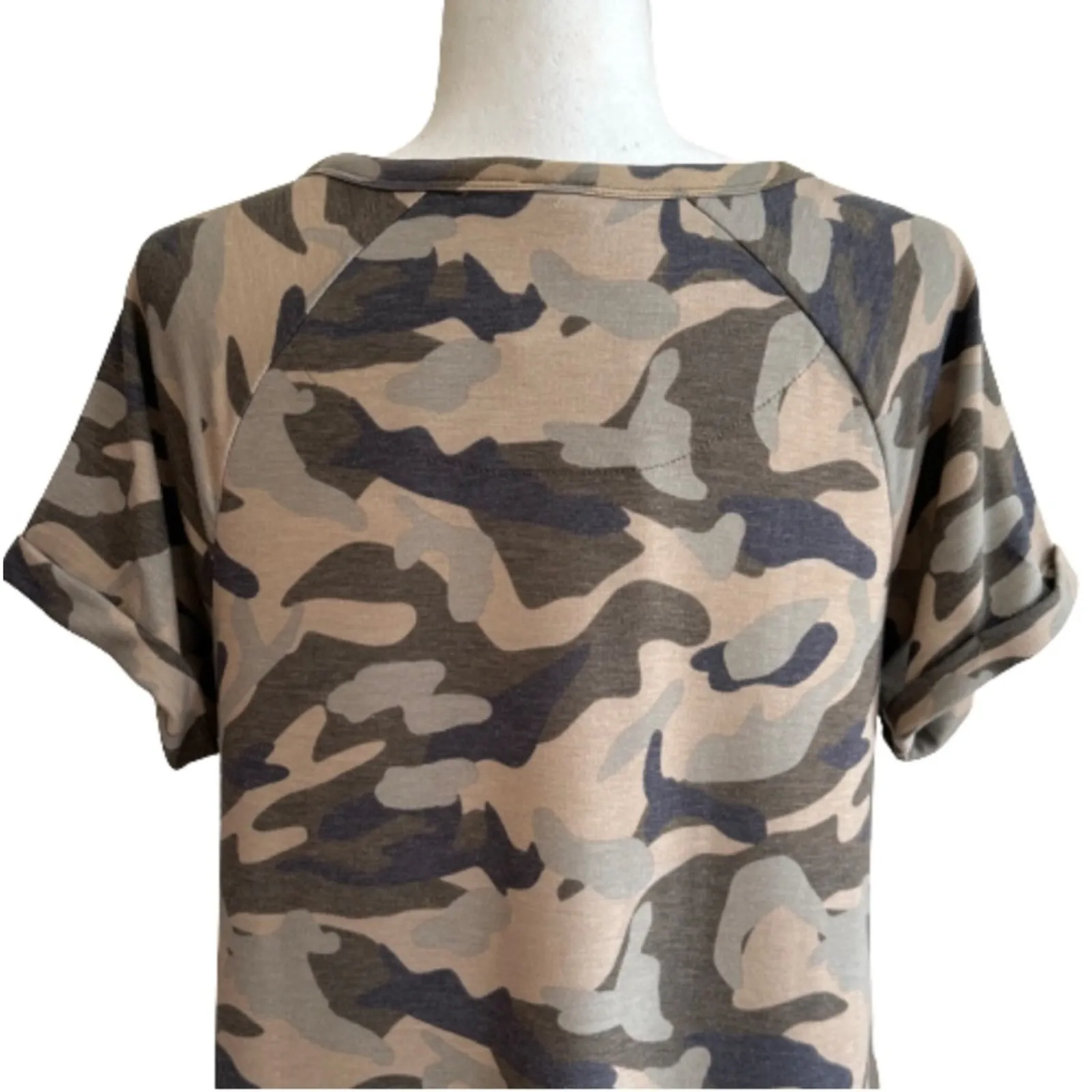 Cable & Gauge Dress Camo V-Neck Short Sleeve Casual A-Line Dress Large NEW - Image 6