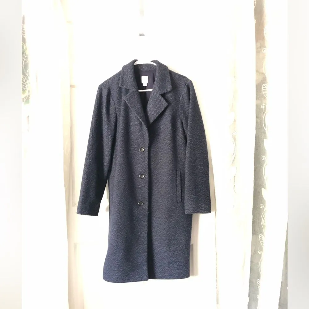 J. Jill Single Breasted Wool Blend Tweed Coat women size S button up Blue - Image 2
