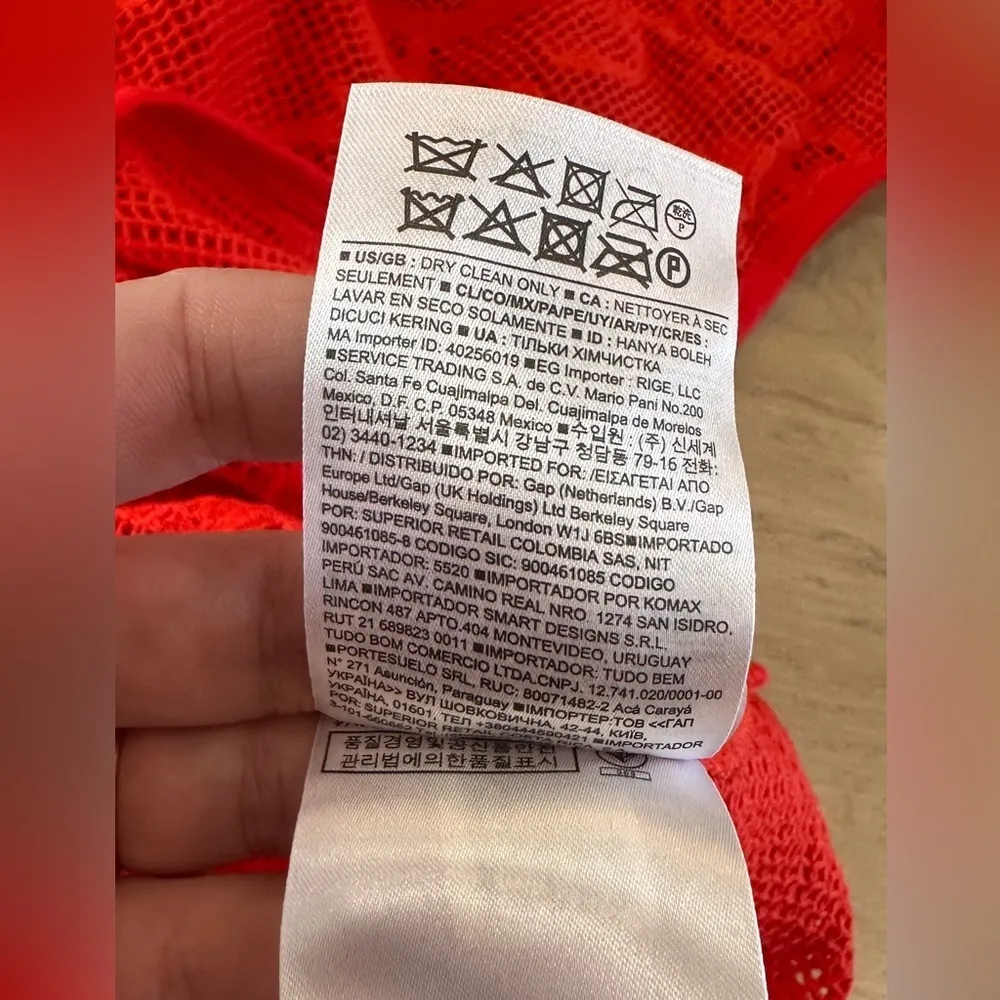 Banana  Republic sleeveless floral net top orange red size large - Image 4