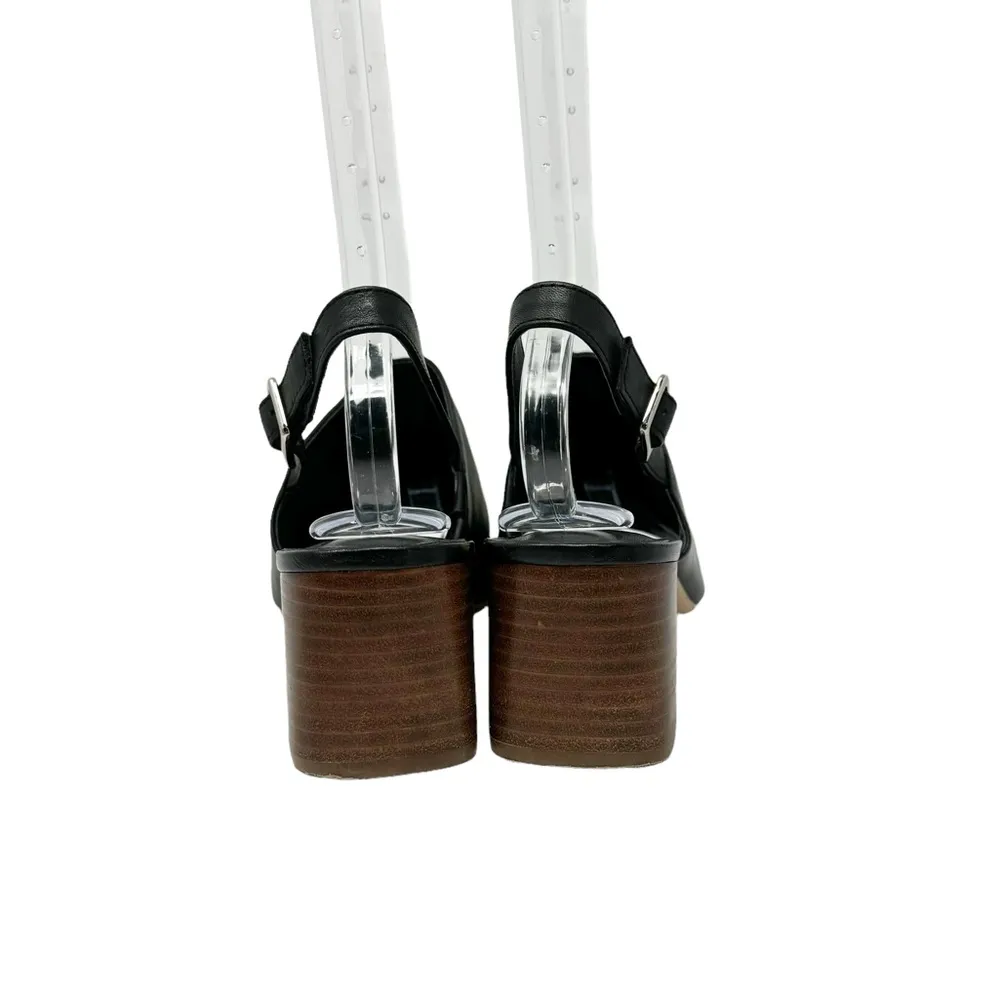 Sole Society Shawde Leather Peep Toe Block Heel Casual Sandals Black Size 9 - Image 5