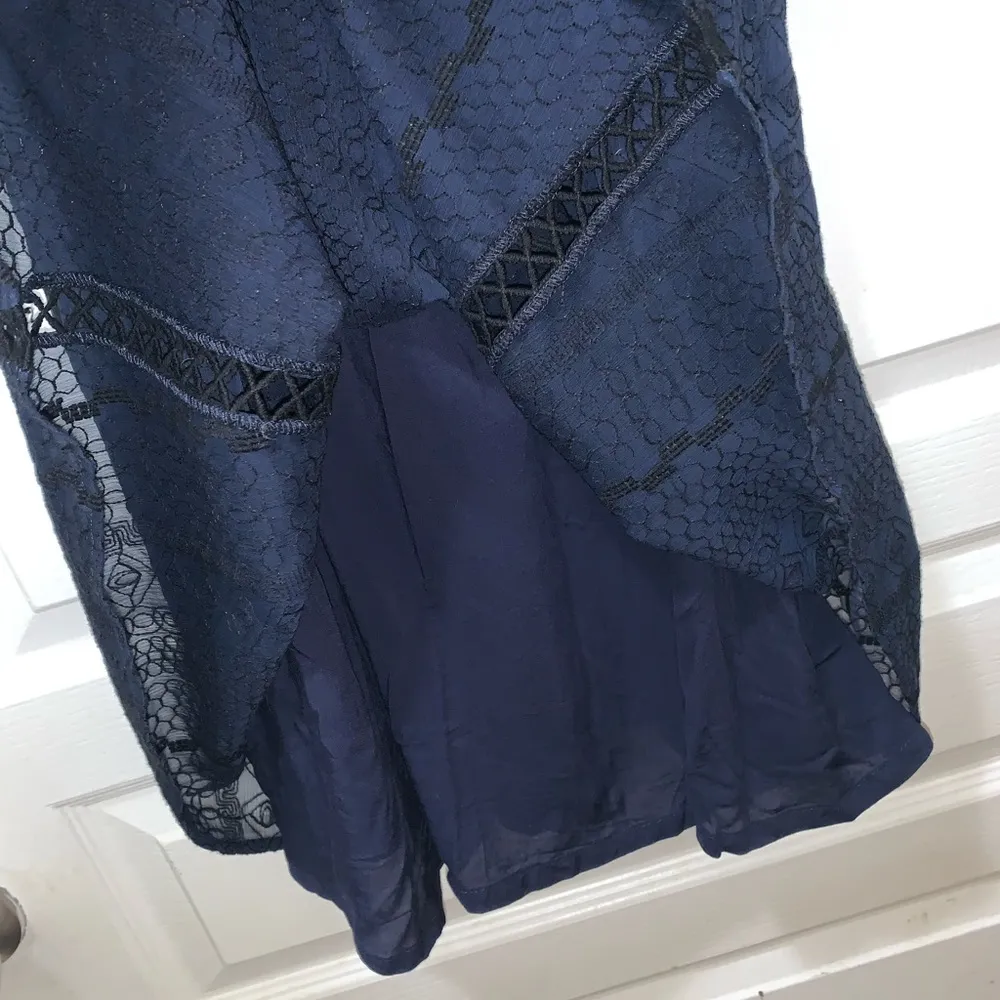 Free People Wherever You Go Mini Dress Lace Cutout Black Navy Tunic - Image 7