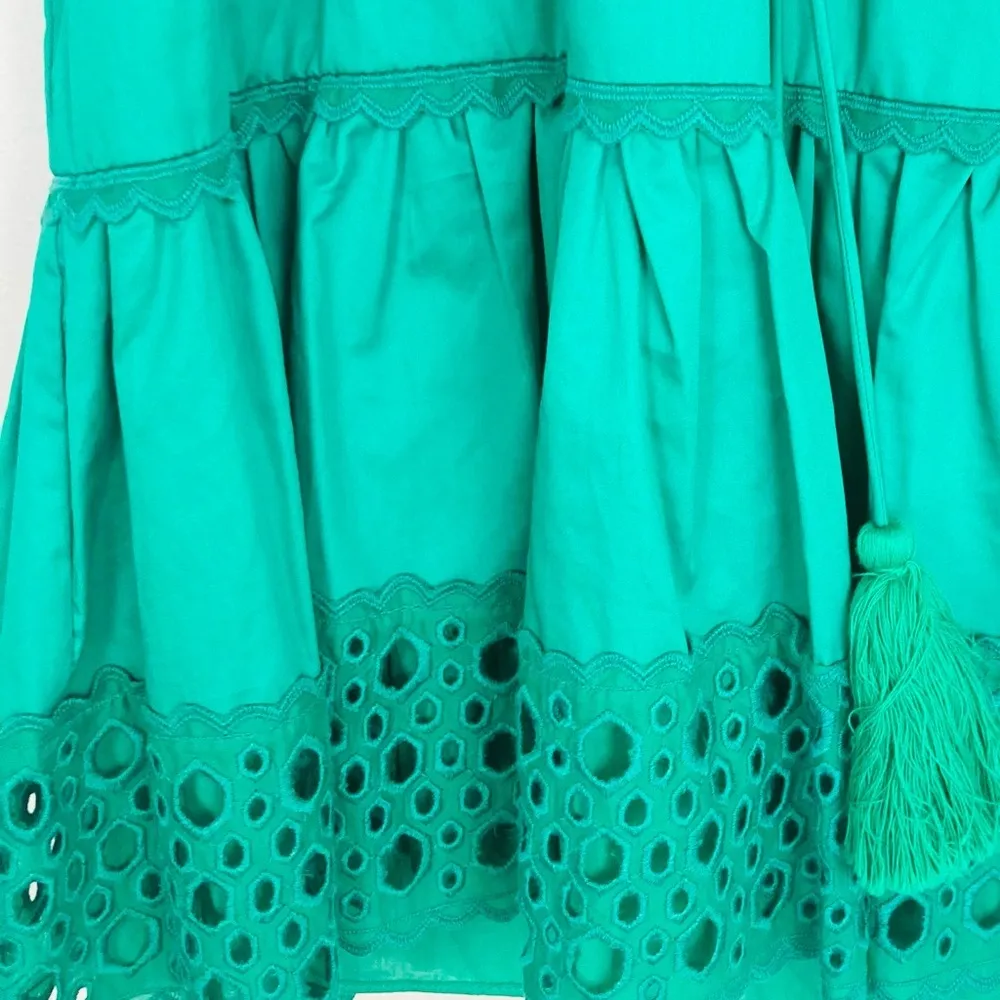 Alexis green “Daksha” mini dress with eyelet trim at hem and balloon sleeves. XS - Image 4
