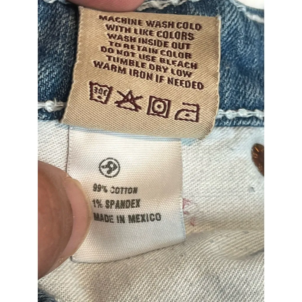 Big Star Jeans Womens 28 Liv Blue Capri Crop Low Rise Distressed Embroidered - Image 9