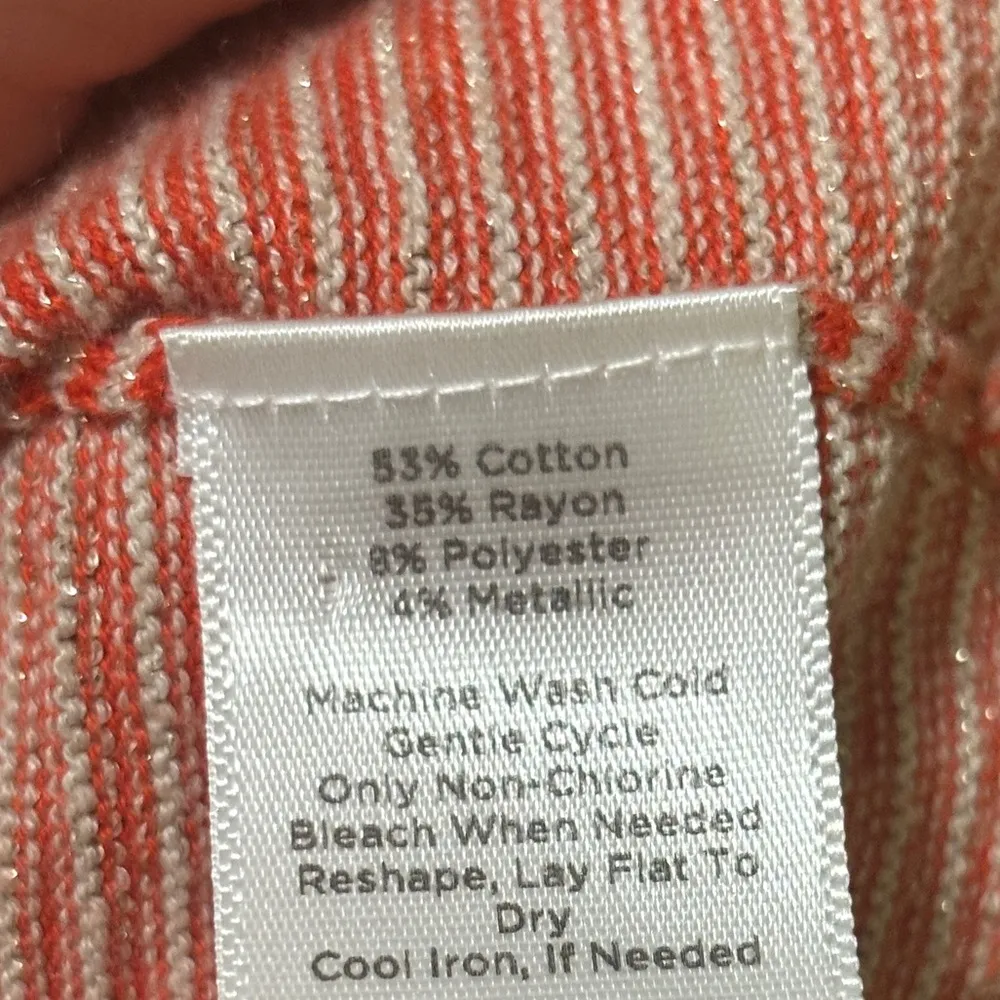 Talbots Red & Gold stripe button front scoop neck cardigan - Image 6