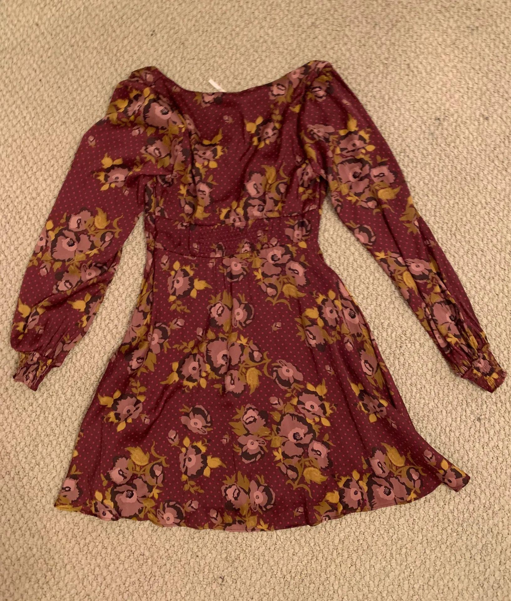 Wine Floral Dress - Image 5