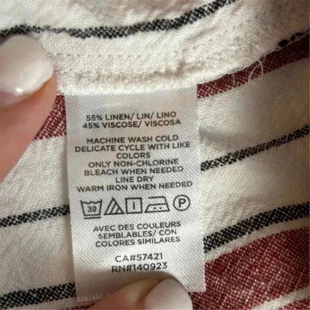 LOFT Women's XS Striped Square Neck Blouse Multicolor Short Sleeve Casual - Image 6