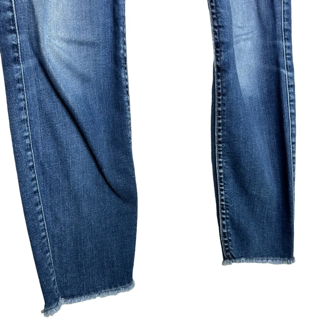 7 For All Mankind Raw Hem Ankle Skinny Jeans Size 27 Medium Wash Mid Rise - Image 4