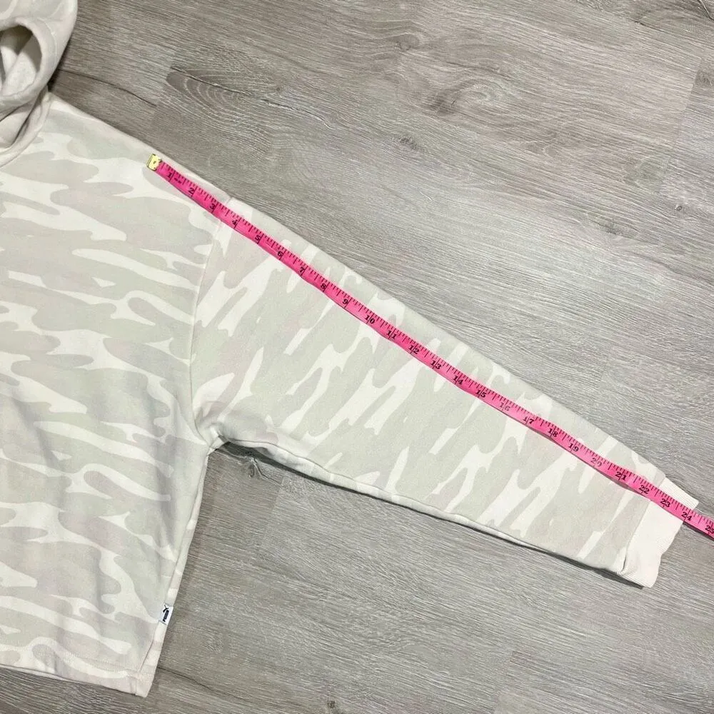 Puma Camo Cropped Hoodie Sweatshirt Sz Large Tan Cream Camouflage Khaki - Image 15