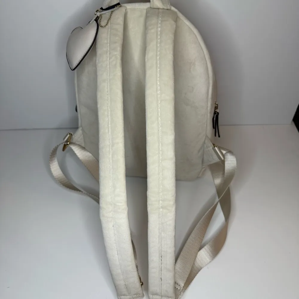 New Juicy Couture Velvet Mini Gray Rhinestone Logo Angel Backpack Heart Puff Tag - Image 3