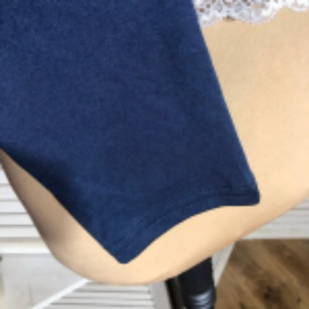 Forever 21 Long Sleeve T-Shirt Lace Trim Bow Detailed Square Neckline Blue sz M - Image 9