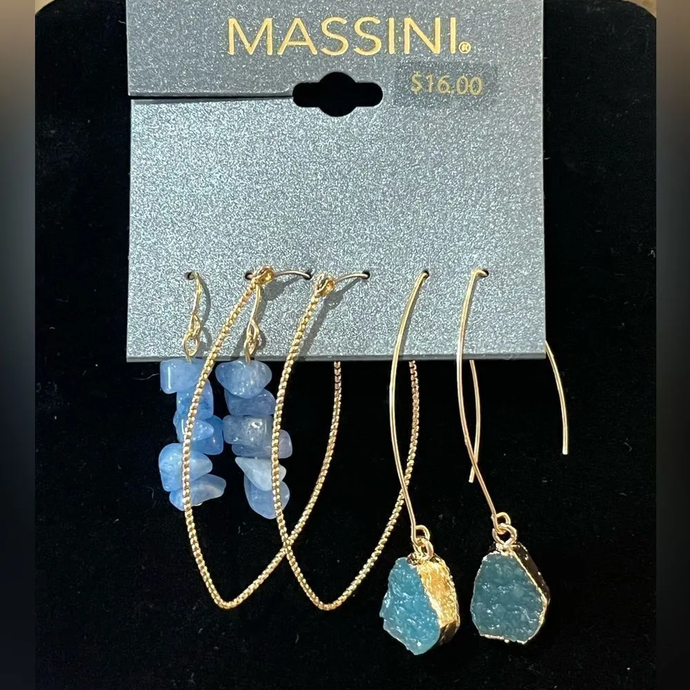 NWT Massini Multi Set Gold Tone and Stone Drop Earrings - Image 2