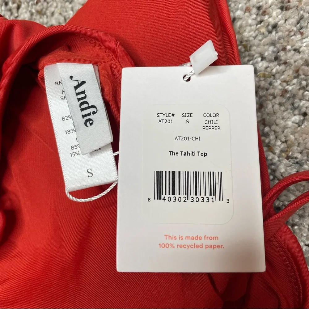 The Tahiti Bikini Swimsuit Swim Top in Chili Pepper Orange Red Small NWT - Image 7