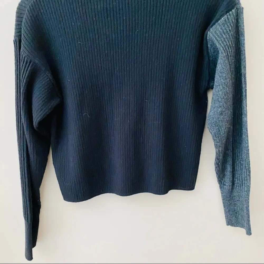 Topshop Ribbed Turtleneck Pullover Sweater Black/Gray Sz XS - Image 7