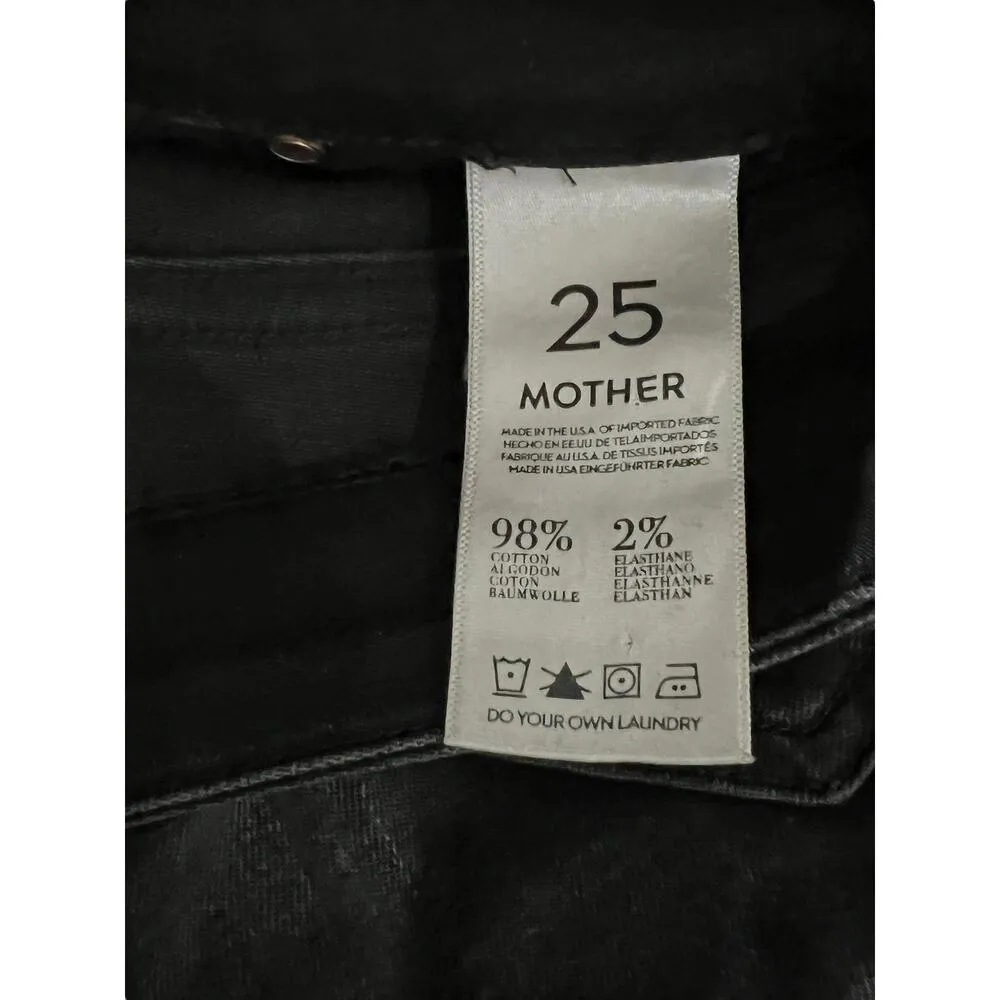 Mother The Looker Destroyed Ride Straight Ankle Black Jeans Women's Size 25 - Image 6
