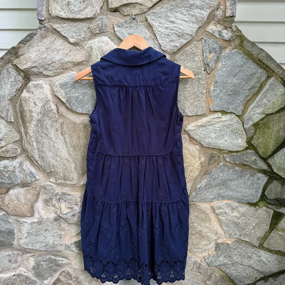 Diane von Furstenberg Midnight Blue KIT Embroidered Eyelet Mini Dress size 0 - Image 6