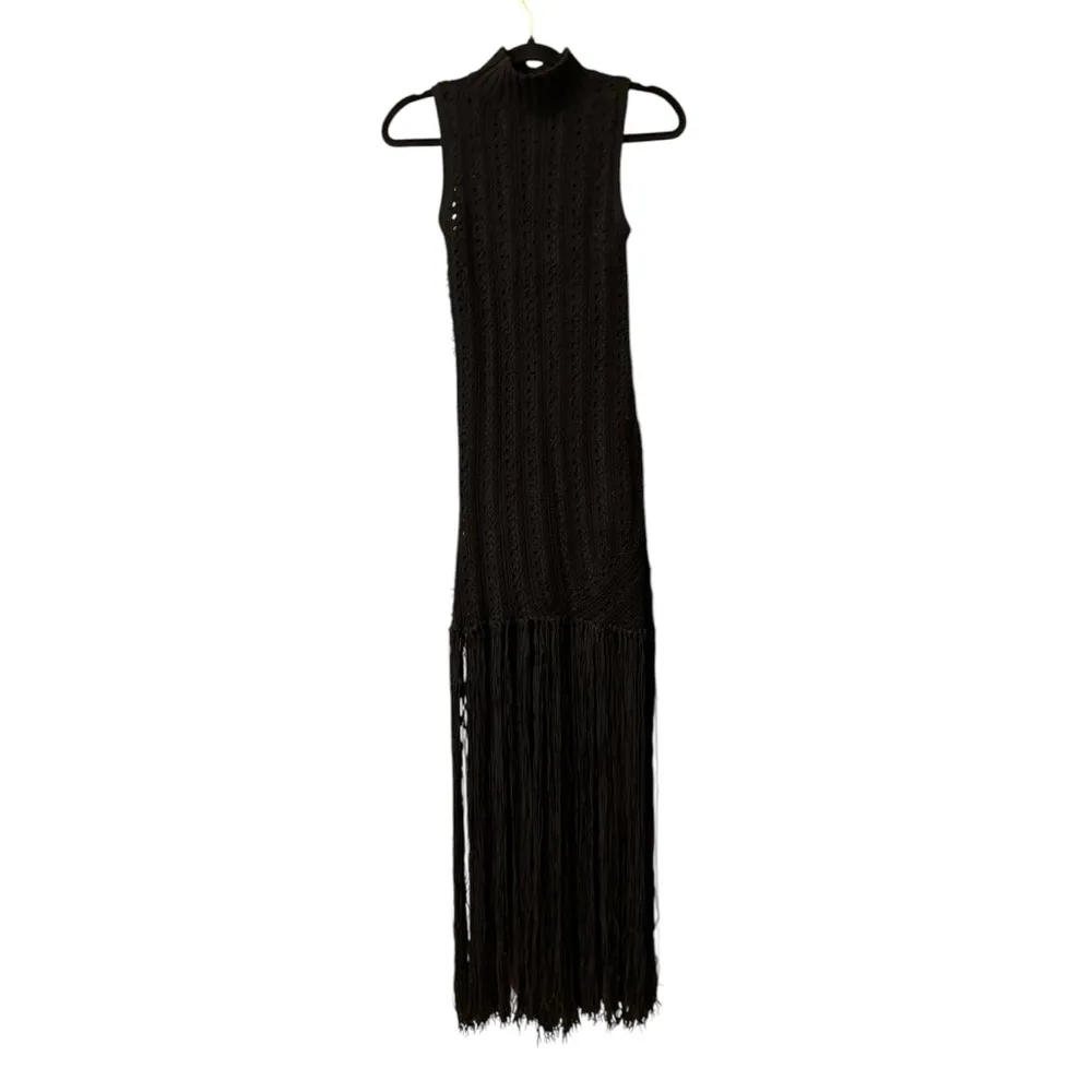 Anthropologie Sleeveless Mock-Neck Fringe Sweater Midi Dress NWT - Image 5