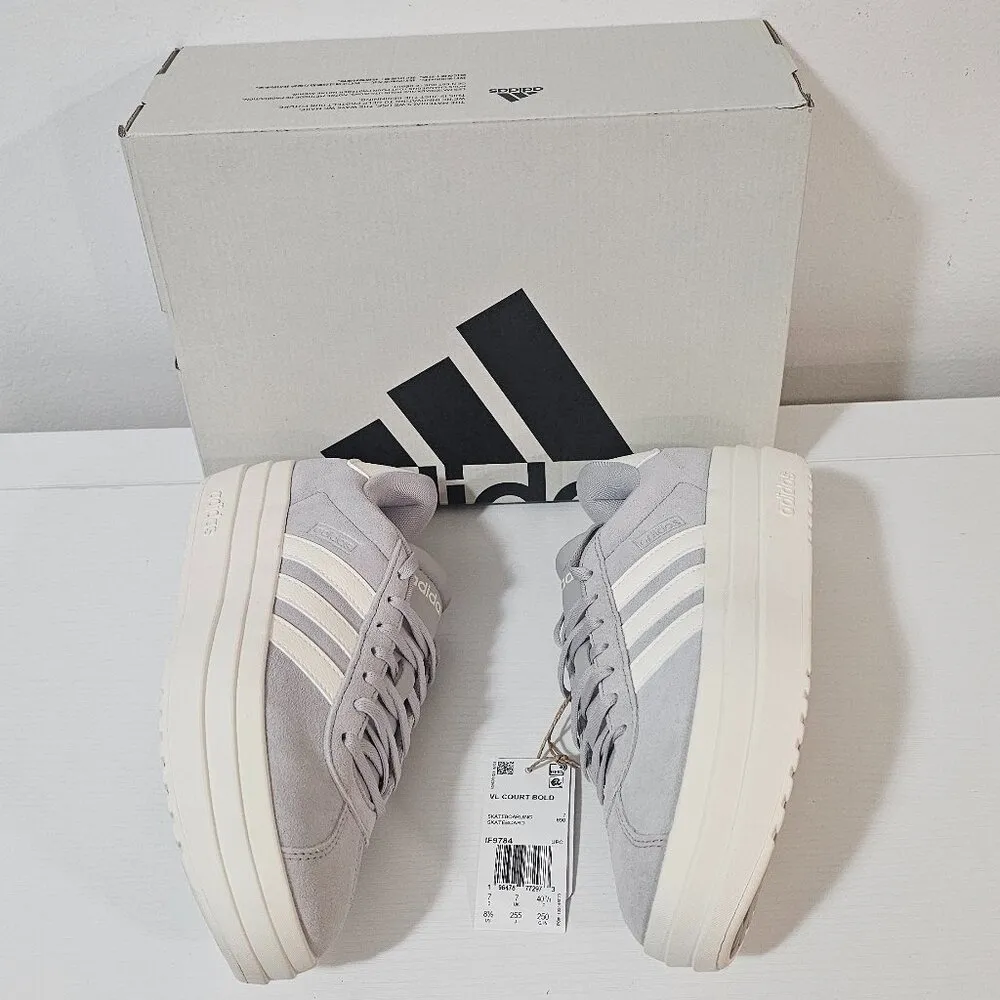 Adidas  VL Court Bold / Grey Off White / Women's Sneakers Size 8.5 - IF9784 - Image 4