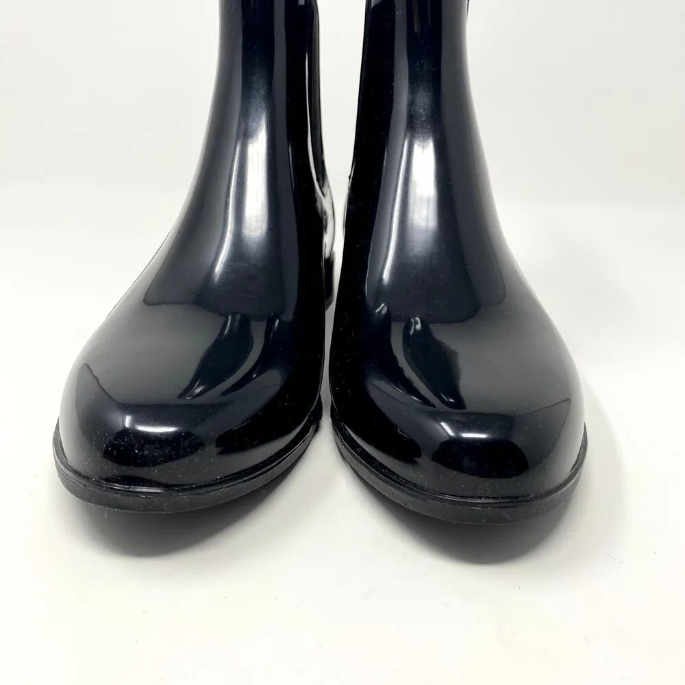 Sam Edelman Tinsley Black Glossy Ankle Chelsea Classic Preppy Rain Boots 7 - Image 3