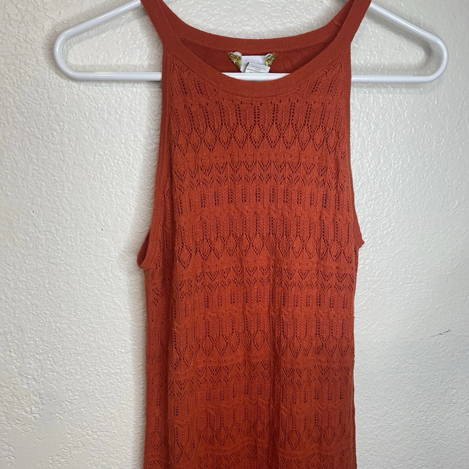 House of Harlow 1960 Orange Crochet Knit Sleeveless Maxi Dress Womens Sz Small - Image 5