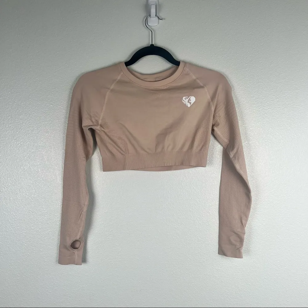 Womens Best Power Seamless Long Sleeve Crop Top Nude‎ Sz M NWT Size M - Image 6
