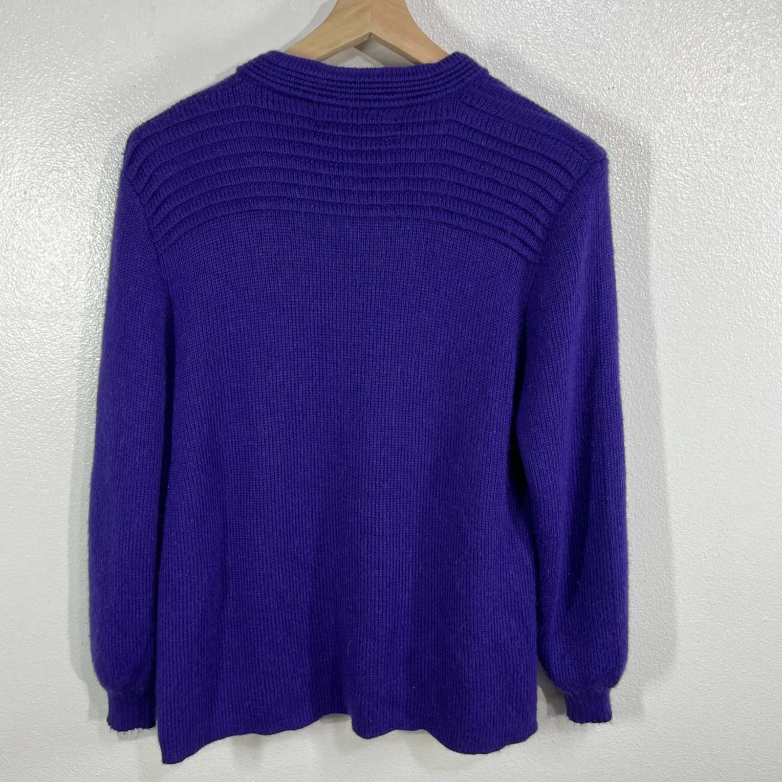 Designer Threads Purple 100% Alpaca Knit‎ Cardigan Sweater L Hand Made In Peru Size L - Image 2