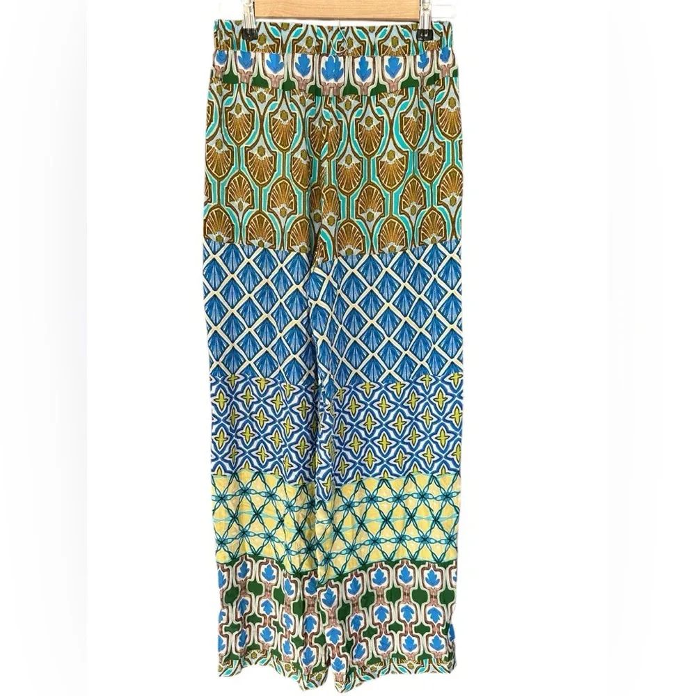 Zara Multi-Colour Patterned Wide-Leg Trousers S - Image 2