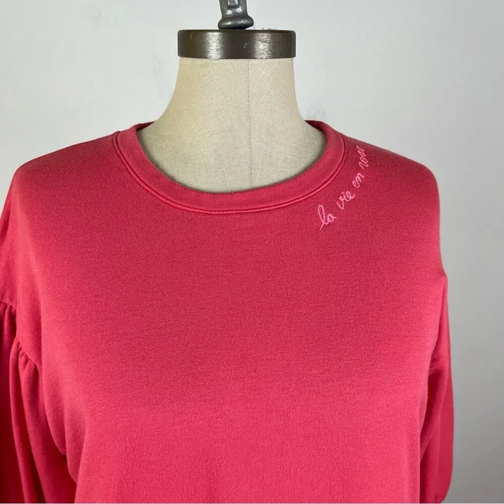 Sundry Pink La Vie Em Rose Sweatshirt XS - Image 3