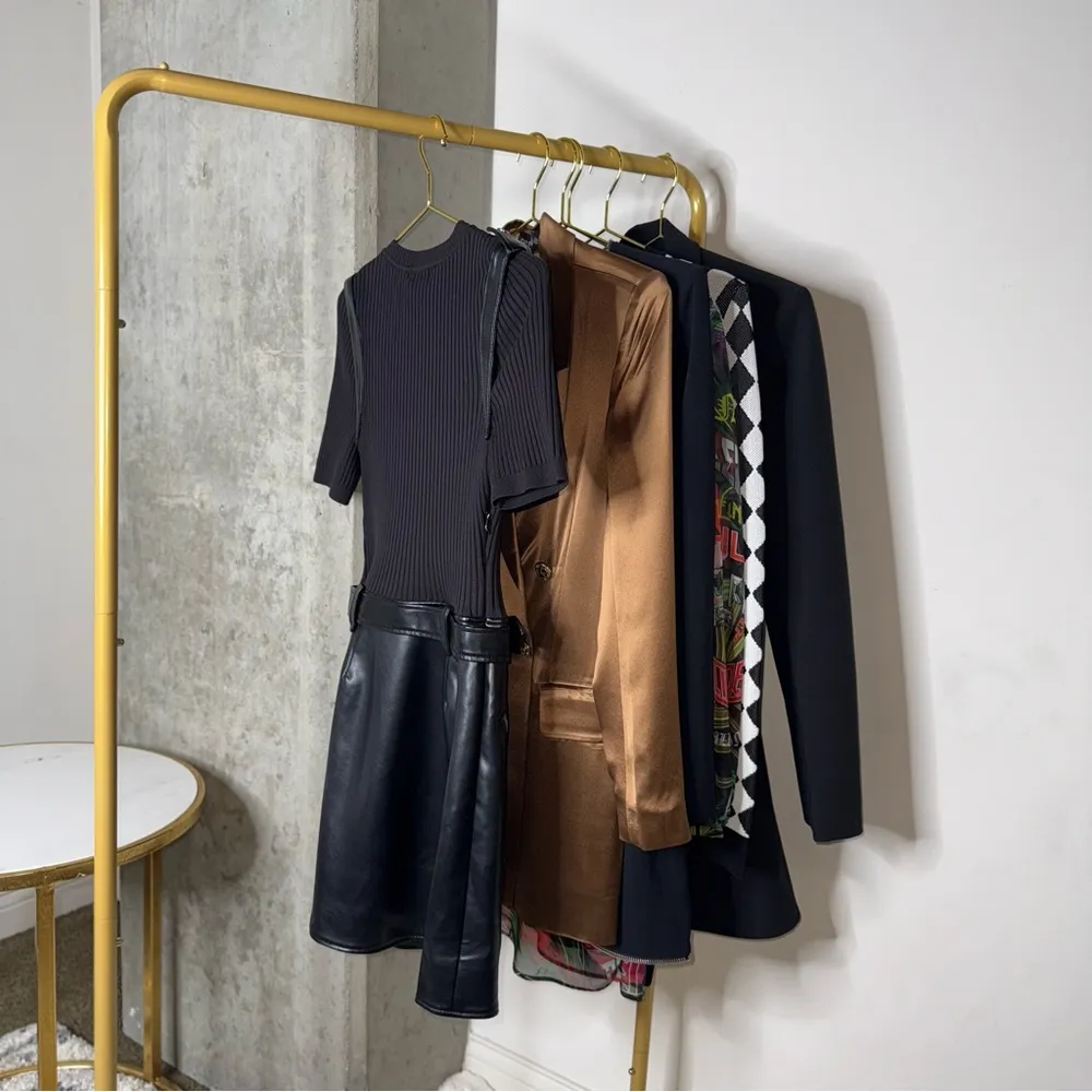 SIMKHAI Anisa Belted Mini Faux Leather Trim Dress in Black Size M - Image 11