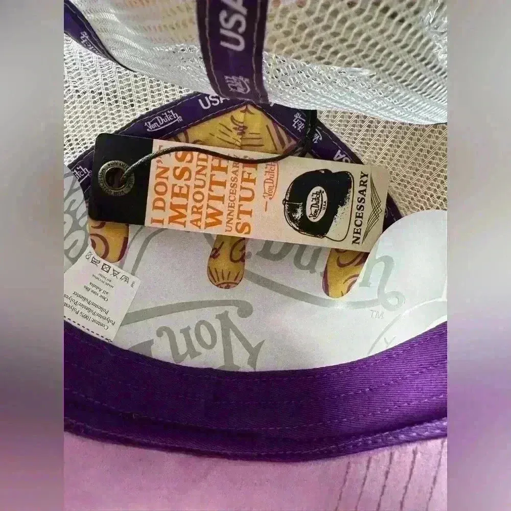AUTHENTIC Von Dutch Purple/Lavender Velvet Trucker Hat ~ NEW with Hologram - Image 7