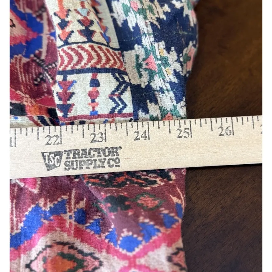 Johnny Was Workshop Large Tribal Print Double Tassel Short Sleeve Top Boxy Aztec - Image 5