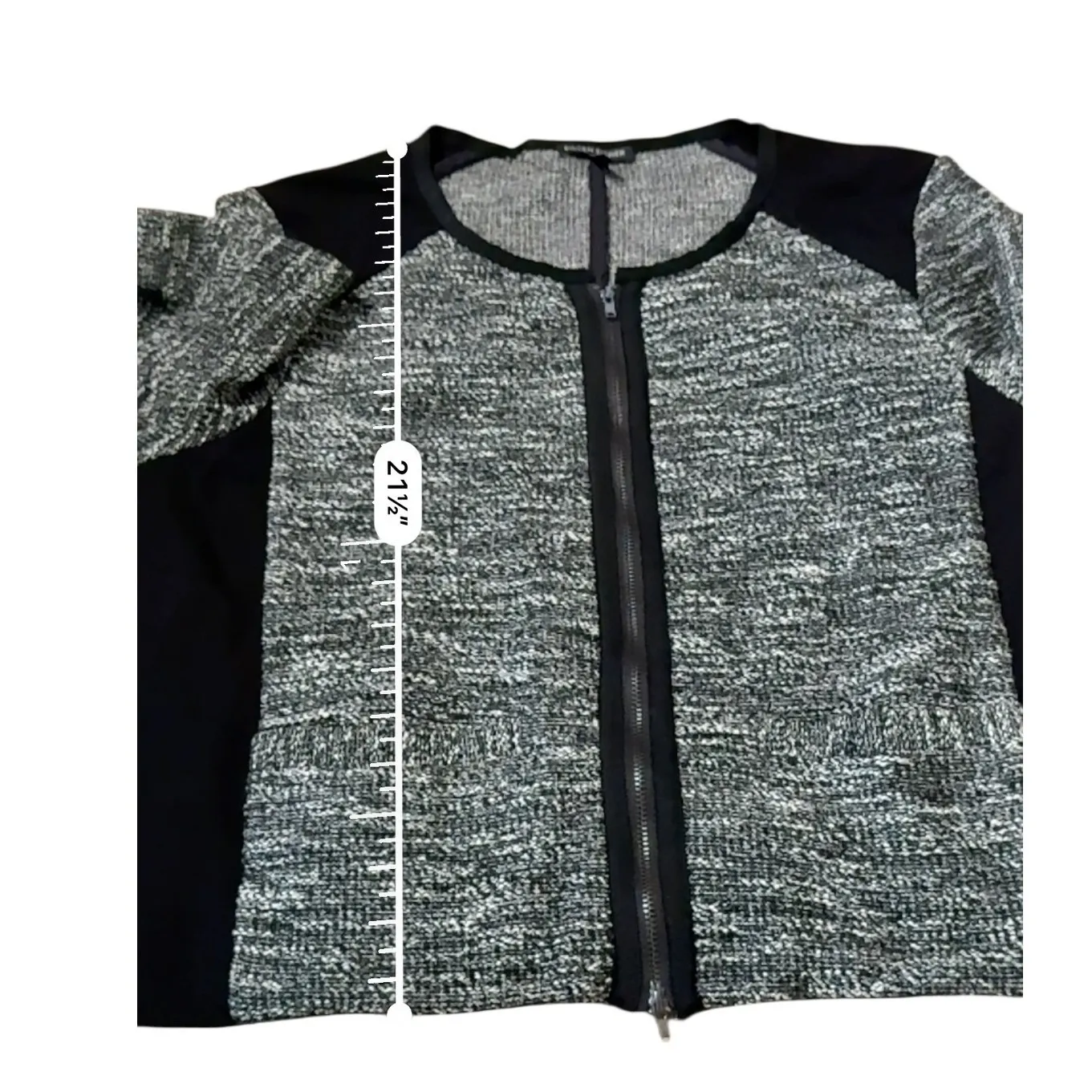 Eileen Fisher Zip Front Textured Jacket Women's Large Gray Black Work Casual - Image 9