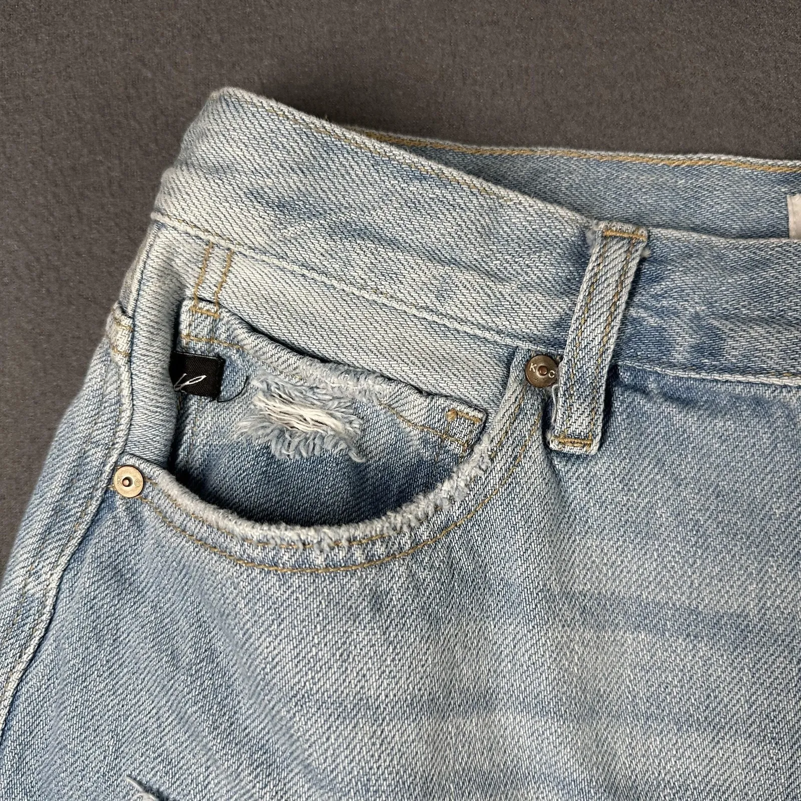 KanCan Shorts Juniors 11/29 Blue Distressed Button Fly Denim Cutoff Frayed Hem - Image 3