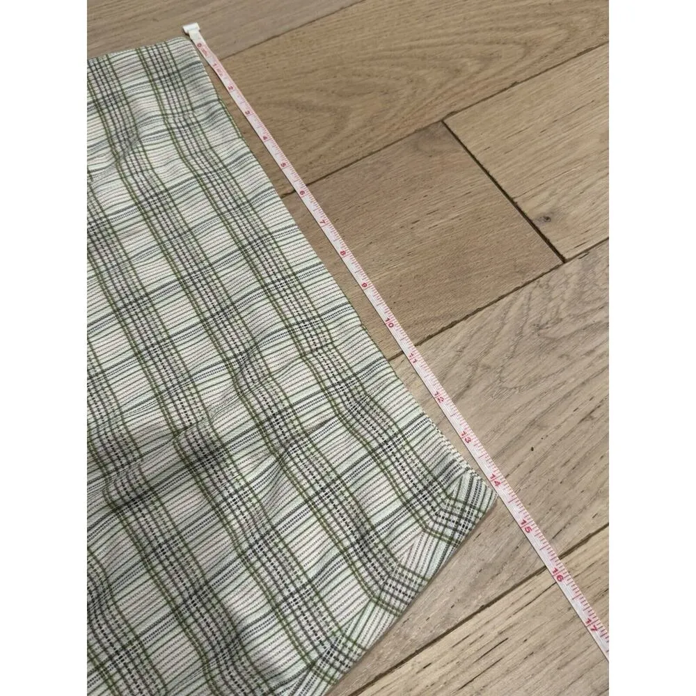 Ann Taylor Short Pencil Mini Skirt‎ Womens 4P S Green Cream Plaid Lined Slit EUC - Image 8