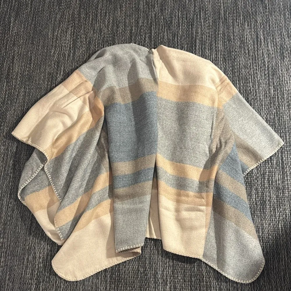 Forever 21 Open Cardigan Wrap Draped Sweater Shawl Plaid Check Pattern One Size - Image 2